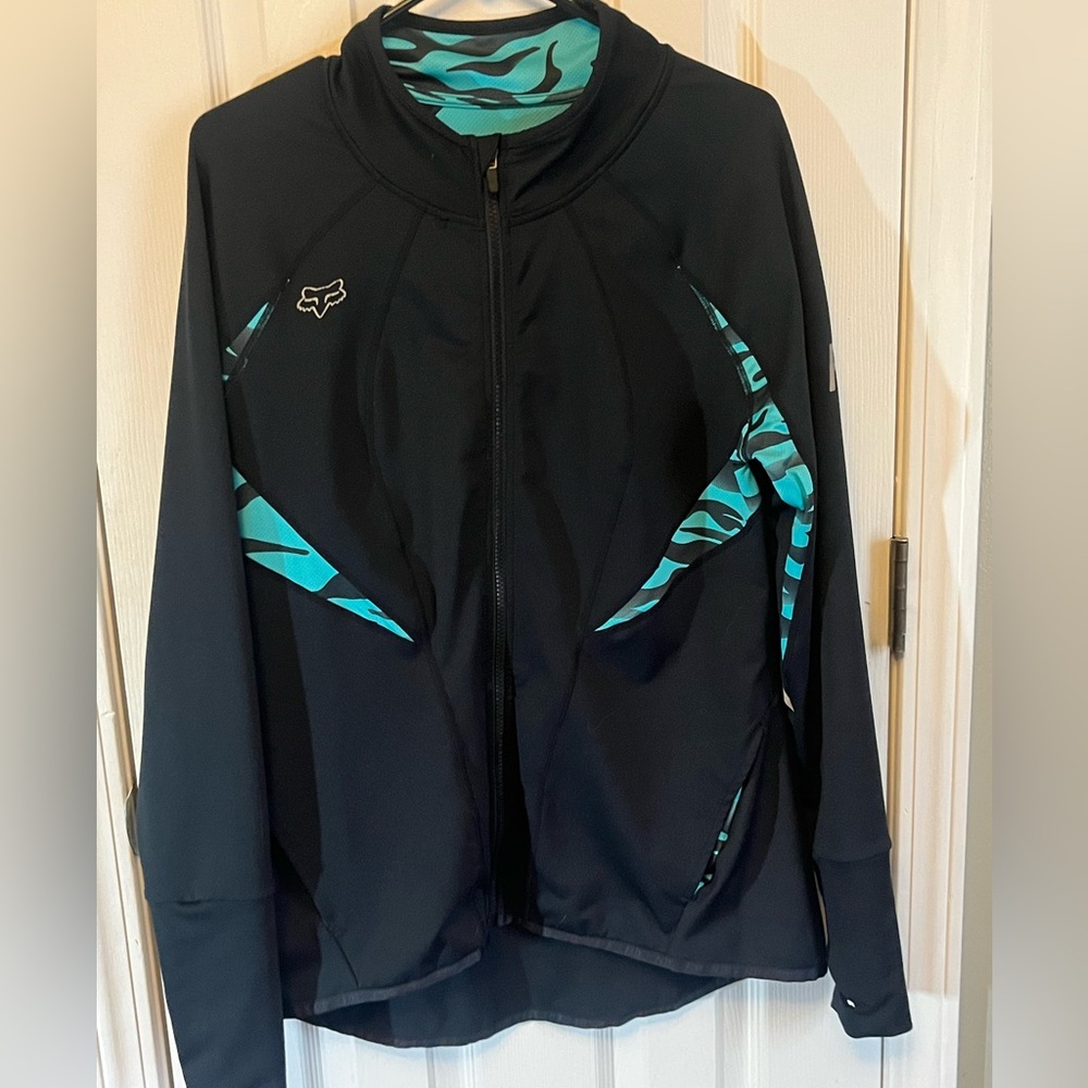 Fox Women's Black Jacket with Blue Accents